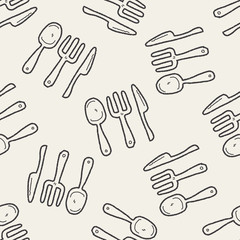 dishware doodle seamless pattern background