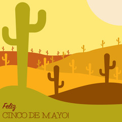 Mexican desert cactus scene in vector format.
