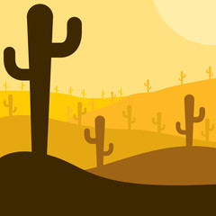 Mexican desert cactus scene in vector format.