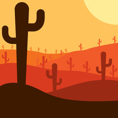 Mexican desert cactus scene in vector format.