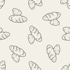 doodle bread seamless pattern background
