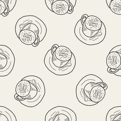 doodle coffee seamless pattern background