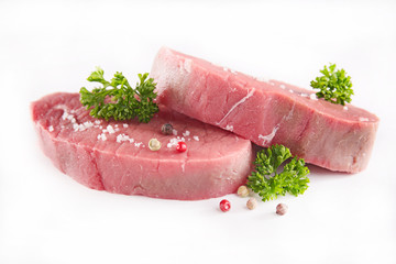 raw beef isolated on white