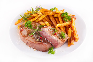grilled steak and french fries