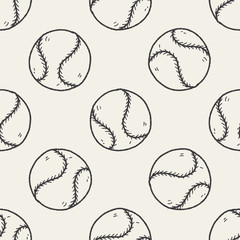 Doodle Baseball seamless pattern background