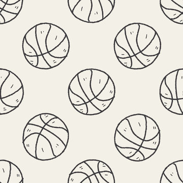 doodle basketball seamless pattern background