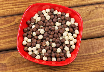 Tasty cornflakes with milk. Morning food.