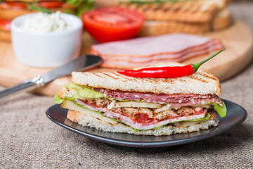 Freshly made club sandwiches