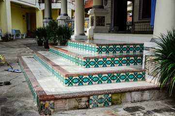Steps detail at Kampung Kling Mosque in Malacca, Malaysia