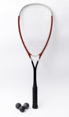 Squash racket isolated on white with balls © twingomaniak
