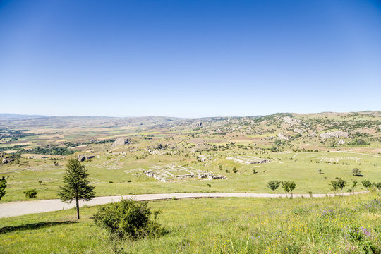 Hattusa. The archaeological area surrounded by scenic mountains