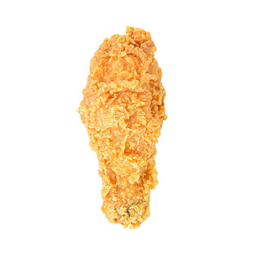 Fried chicken leg or drumstick isolated on white background