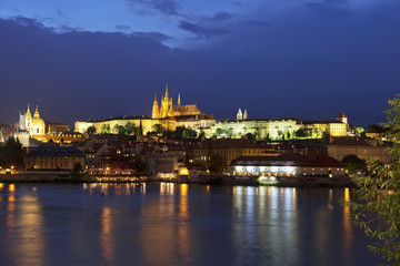 View of Prague Castle during twilight