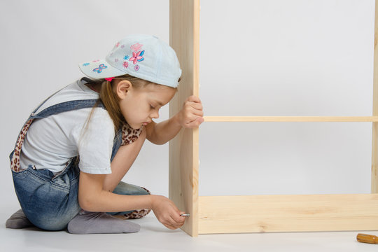 Little Girl In Overalls Collector Furniture Screw Spins