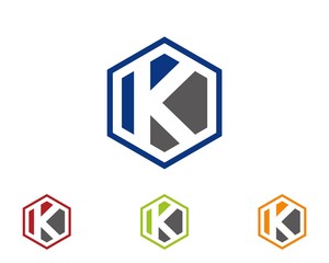 K hexagon logo icon template 1