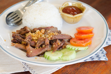 Duck fried garlic, A fresh dish of Thai style food