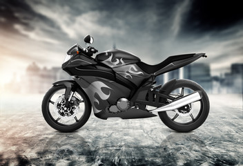 Naklejka na ściany i meble Motorcycle Motorbike Bike Riding Contemporary Black Concept