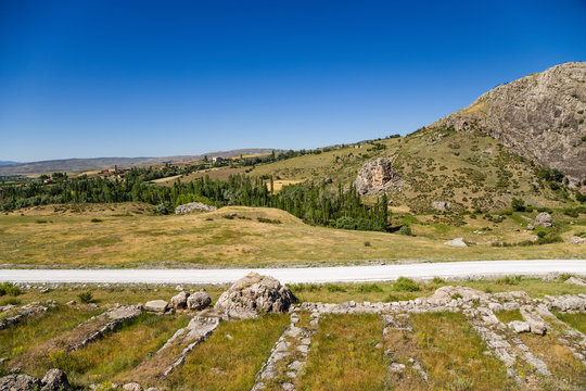 Hattusa, Turkey. The picturesque landscape with ancient ruins