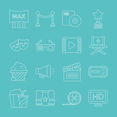 movie line icon set