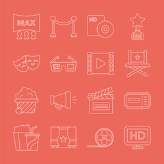 movie line icon set