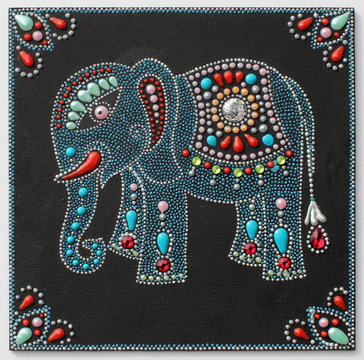 authentic original handmade craftwork painting elephant
