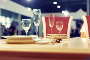 Served fashion table with glases