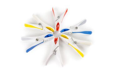 Clothespins on a white background