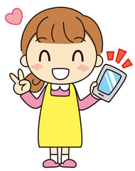 笑顔主婦とスマホ