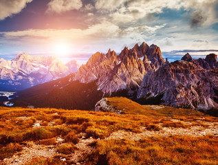 sunset in mountains landscape