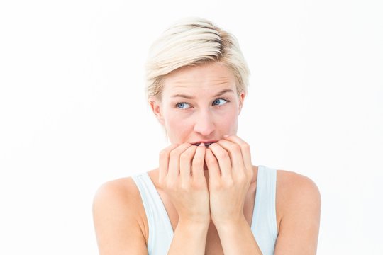 Nervous Woman Biting Her Nails