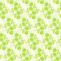 Seamless green leaves floral pattern vector