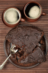 Chocolate cake and coffee