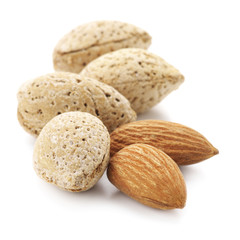 Almonds on white