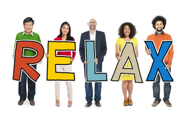 DIverse People Holding Text Relax Concept