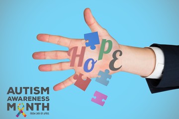 Composite image of hand with fingers spread out