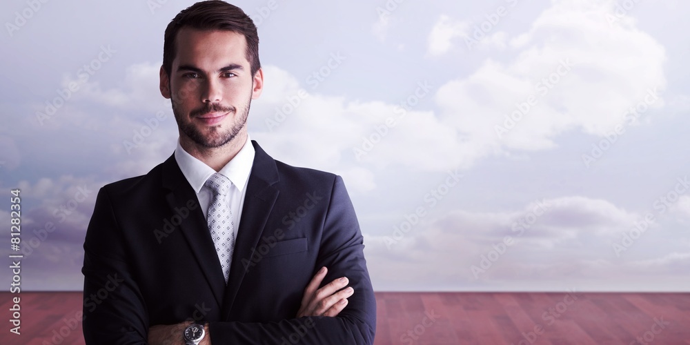 Aufkleber composite image of smiling businessman posing with arms crossed