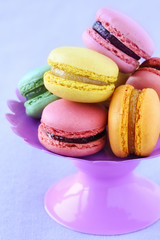 Fototapeta na wymiar Assortment of colourful French macarons