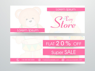 Website header or banner set of Super Sale for Toy Store.