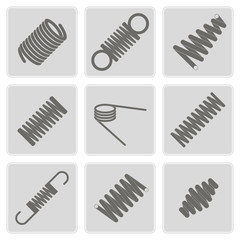set of monochrome icons with Springs  for your design - obrazy, fototapety, plakaty