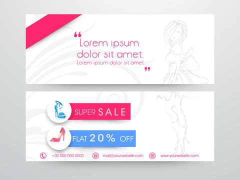 Website header or banner set of Sale for women footwear.