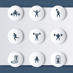gym exercises modern round icons vector illustration, eps10