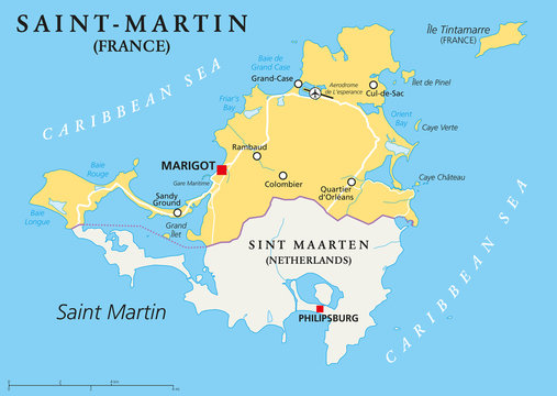 Saint-Martin Country Political Map