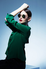 high fashion portrait of young elegant woman. Studio shot