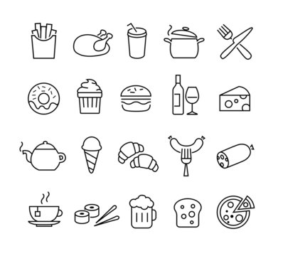 Food Icons Thin Lines