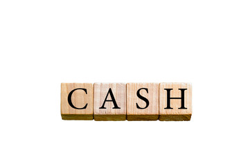 Word CASH isolated on white background with copy space