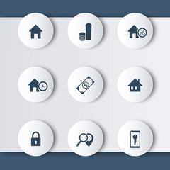 Real Estate 3d modern round icons, vector illustration, eps10