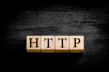 Word HTTP isolated on black background with copy space