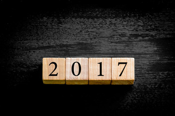 Year 2017 isolated on black background with copy space
