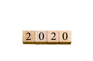 Year 2020 isolated on white background with copy space