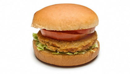 chicken burger on white background